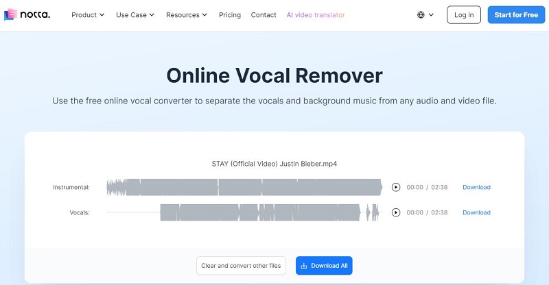 Notta.ai Online Vocal Remover