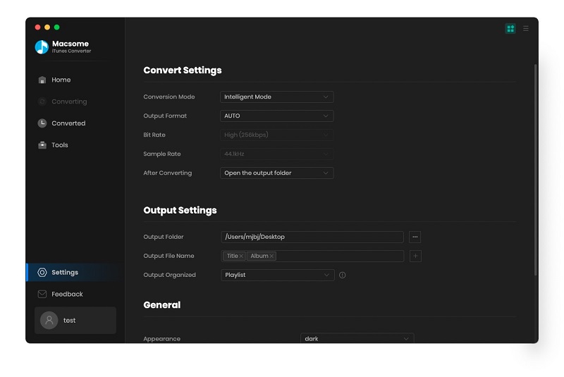 Preferences output Settings