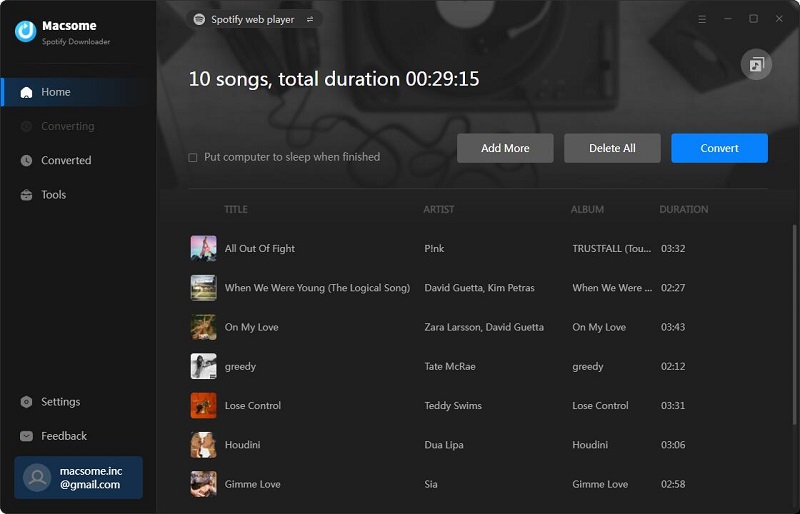 Spotifyの音楽をMacsome Spotify Downloaderに追加