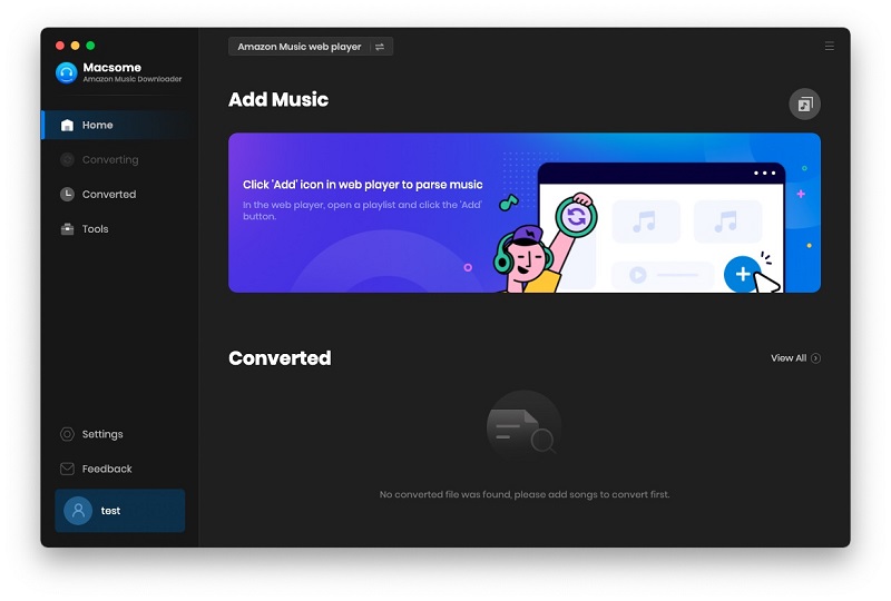 The interface of Macsome Amazon Music Downloader