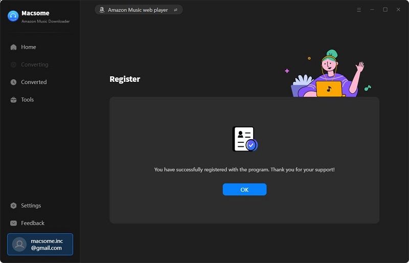 Register Amazon Music Downloader successfully