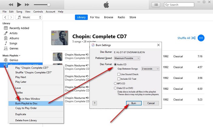 burn amazon music to cd in iTunes