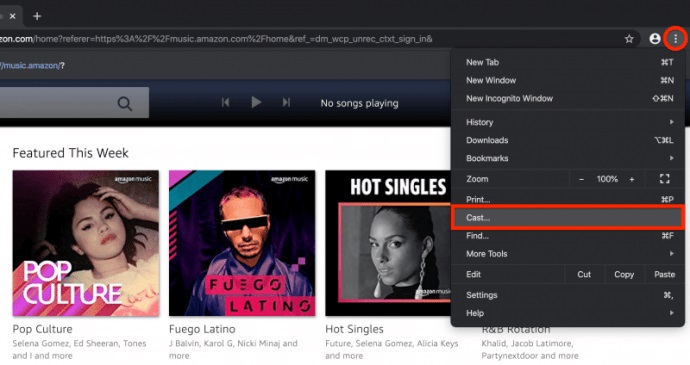 cast amazon music to google home through chrome