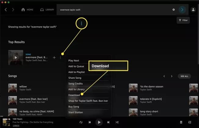 download Amazon Music for offline listening