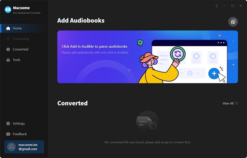 Interface of audiobook converter free trial version