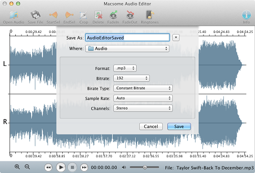 Save cropped audios on Mac