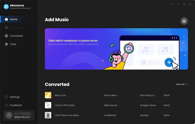 Interface of macsome Deezer Music Converter