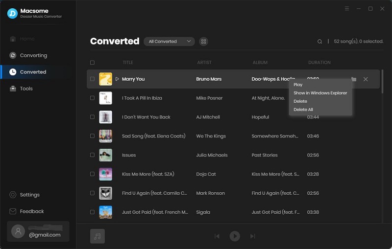 find the downloaded Deezer music