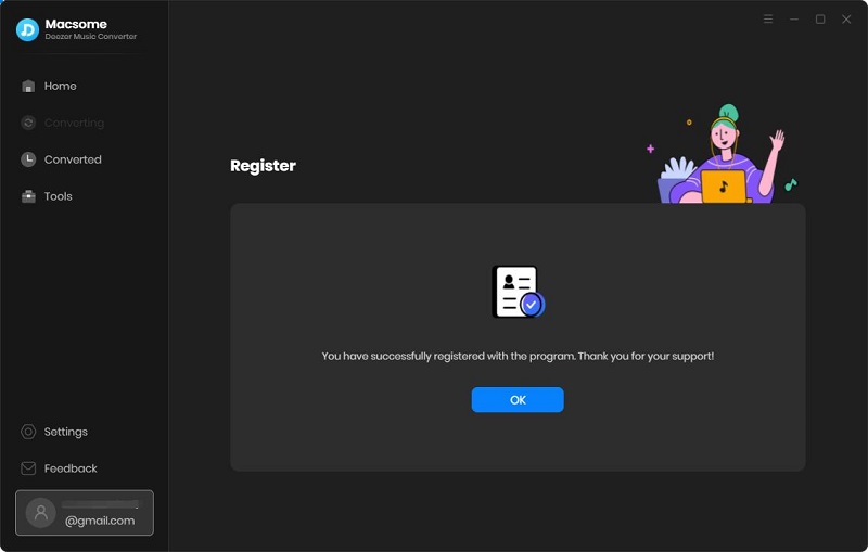 Register Deezer Music Converter successfully