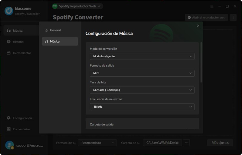 Descargar música de Spotify a MP3 de 320 kbps