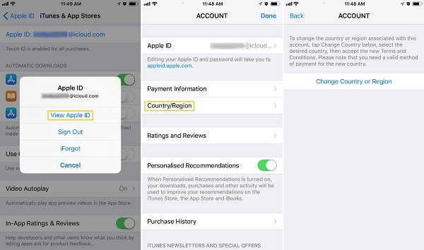 Change Apple ID Country and Region