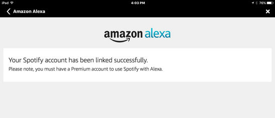 Link Spotify to Alexa successfully