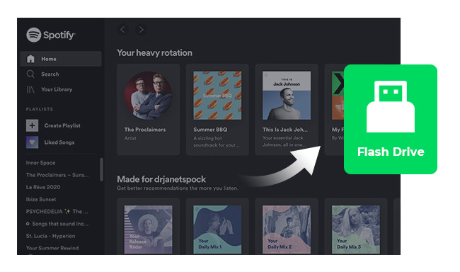 Spotifyの曲をUSBメモリーに転送する方法