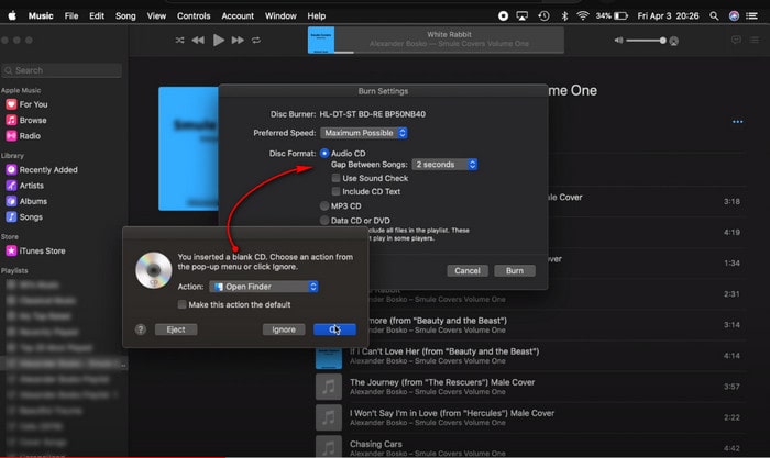 Mac のミュージックアプリでYouTube Music をCD に焼く2