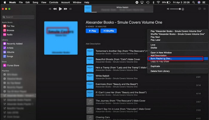 Mac のミュージックアプリでYouTube Music をCD に焼く1