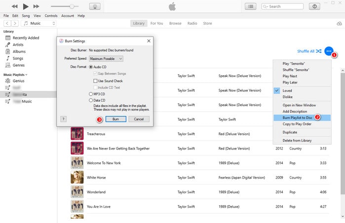 iTunes でYouTube Music をCD に焼く