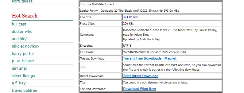Select a Torrent in AudioBook Bay
