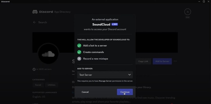 Add a SoundCloud Bot to a server
