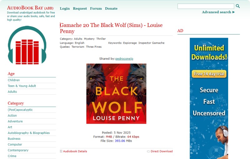 Search Audiobooks in AudioBook Bay