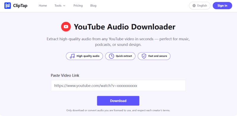 ClipTap YouTube Audio Downloader