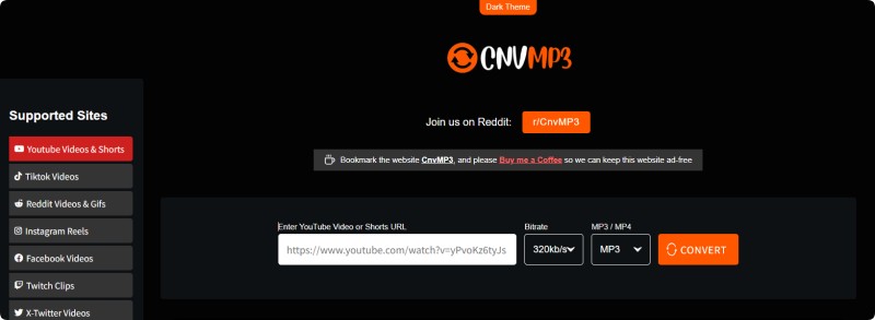 CnvMP3 YouTube to MP3 Converter
