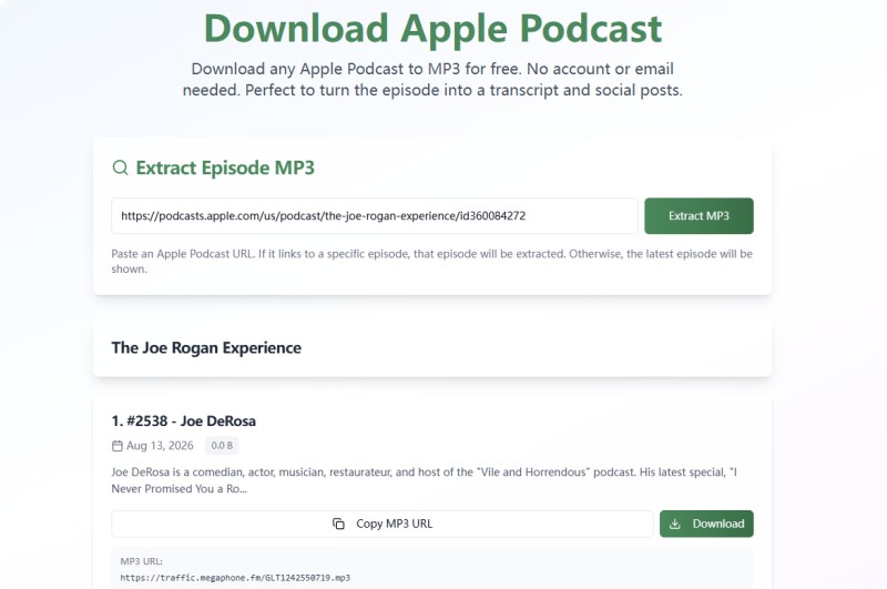 Download Apple Podcasts to MP3 online