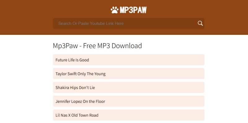 MP3Paw free MP3 music downloader online