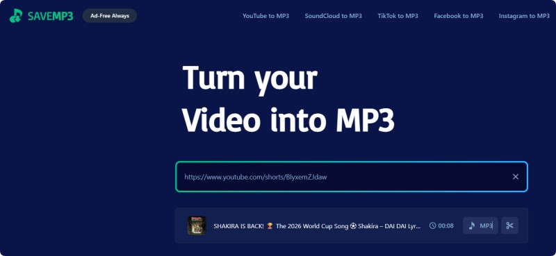 SAVEMP3 YouTube Shorts to MP3