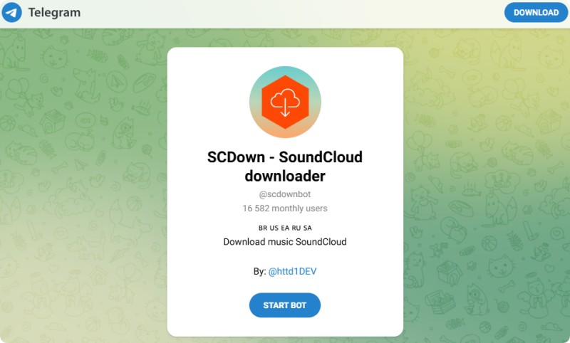 @scdownbot SoundCloud downloader Telegram bot