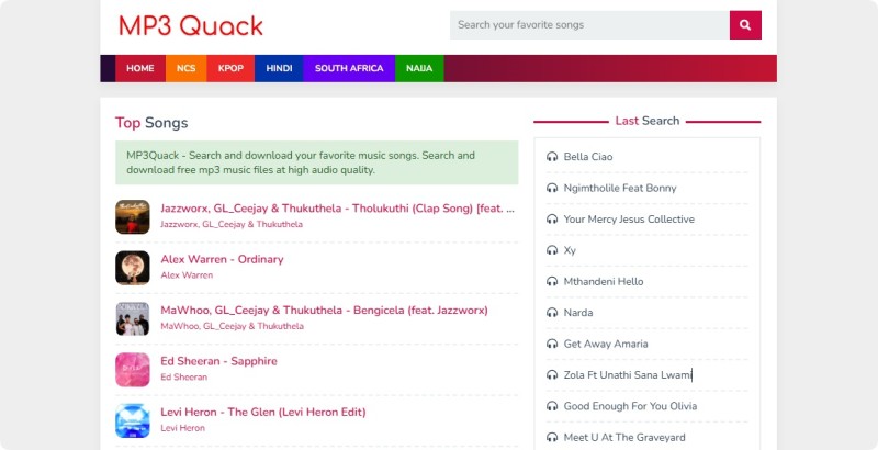 download free mp3 music with MP3Quack