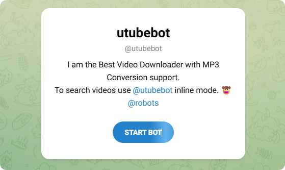 @utubebot Telegram YouTube downloader bot