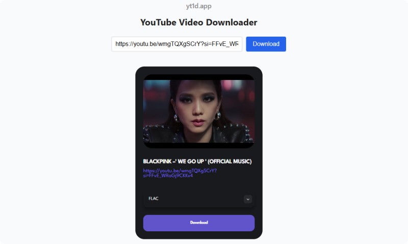 Convert YouTube to FLAC with YT1D