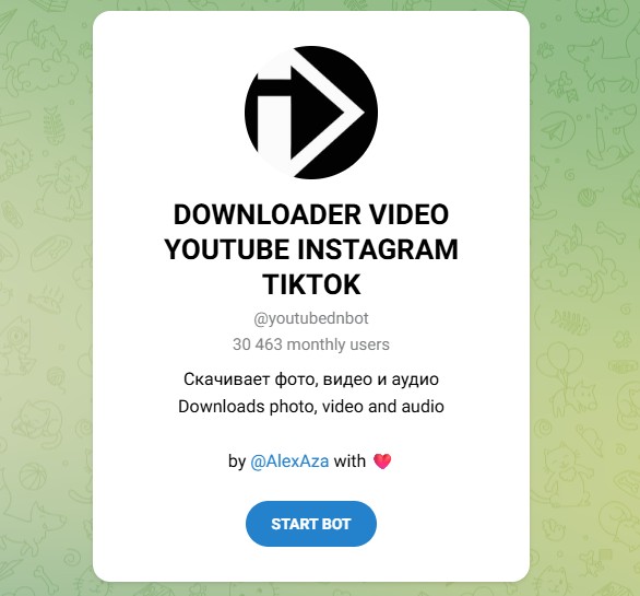 @youtubednbot Telegram media downloader