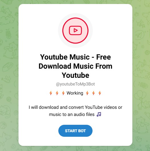 @youtubeToMp3Bot Telegram YouTube music downloader