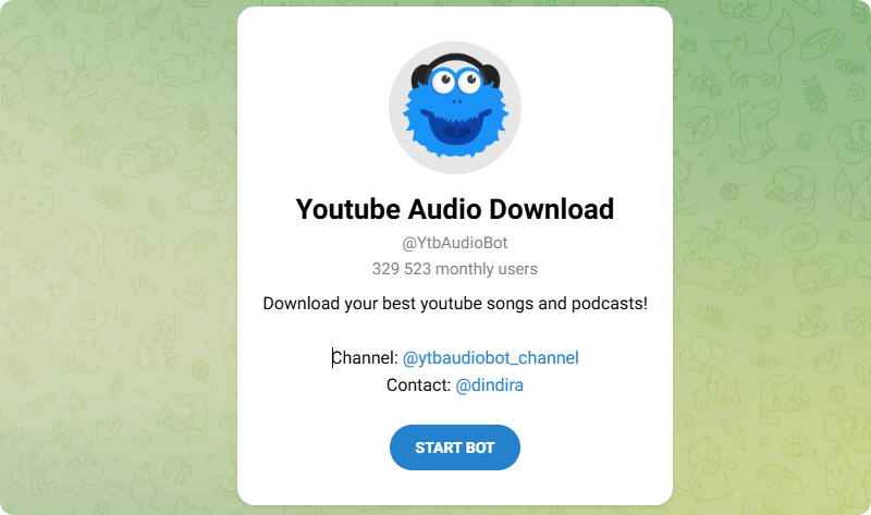 @YtbAudioBot YouTube audio downloader bots on Telegram