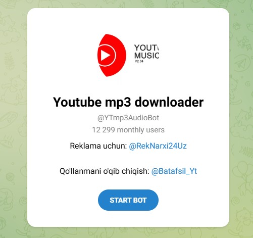 @YTmp3AudioBot YouTube MP3 Telegram bot