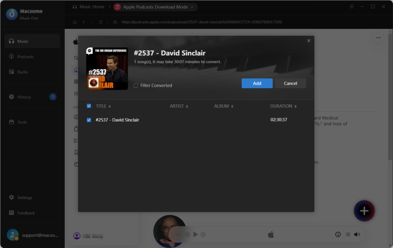 Add Apple Podcasts to Macsome