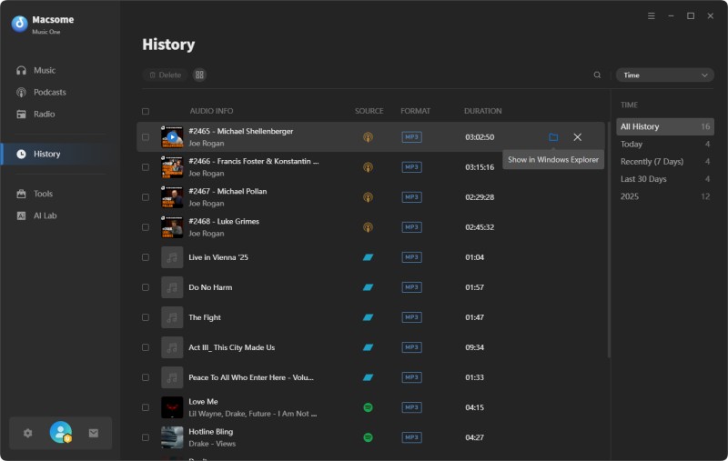 Locate downloaded podcasts