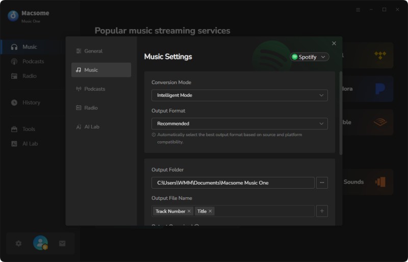 Set output parameters