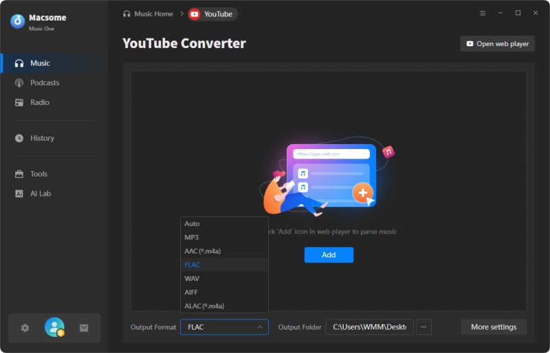 Download music from YouTube to FLAC Lossless