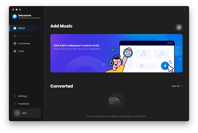 Interface of Pandora Music Downloader for mac