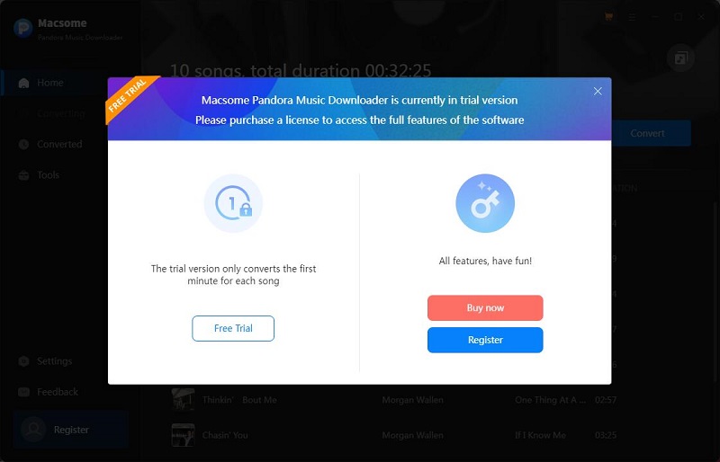 Free trial of Macsome Pandora Music Downloader