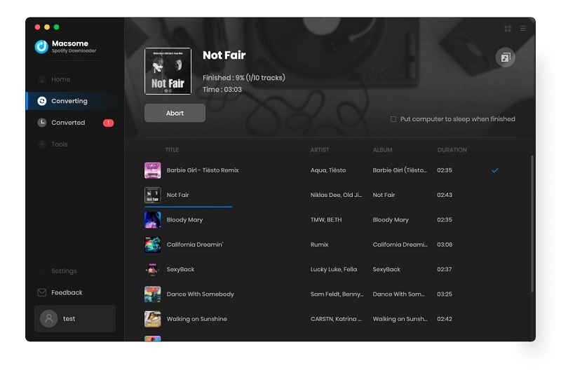 Start to convert Spotify songs