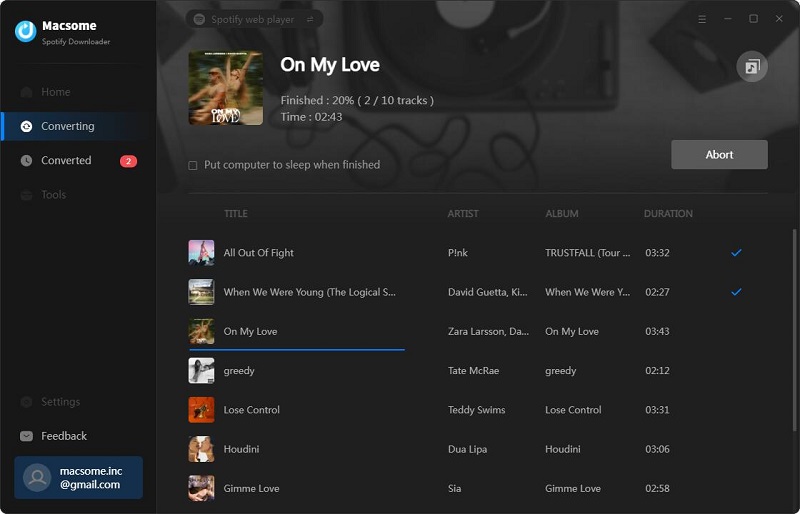 start to download spotify songs to MP3