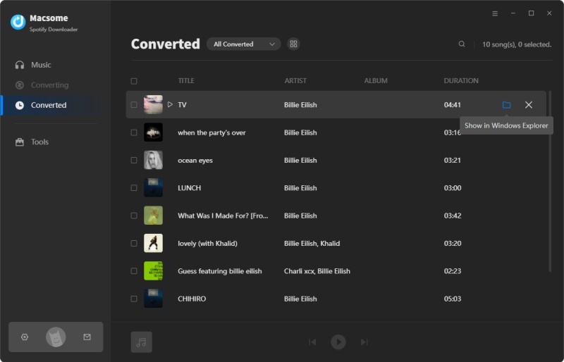  locate the converted Spotify music