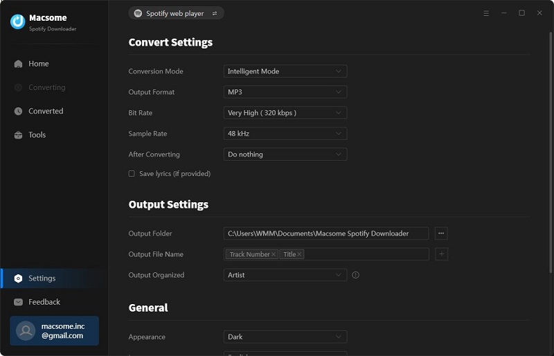 set output format for Samsung Music