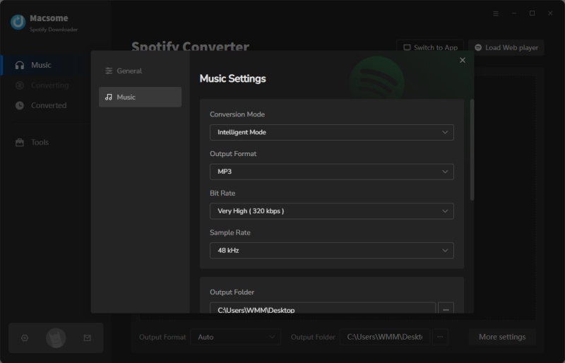 set mp3 as output format