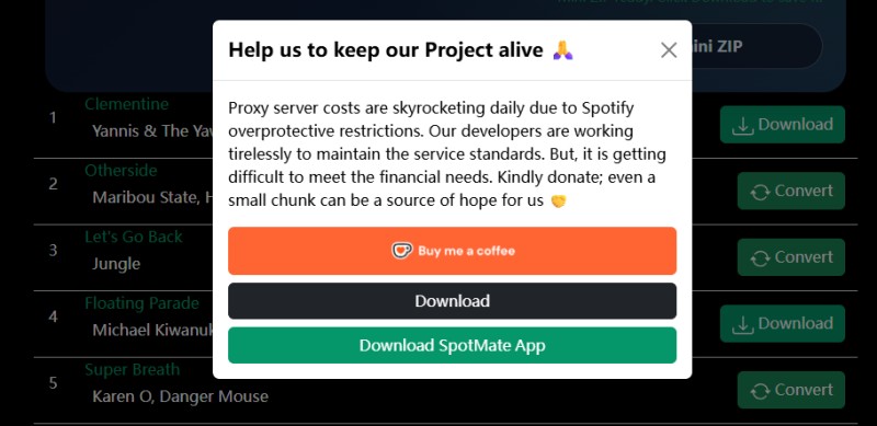 Download Spotify songs to MP3 using SpotMate