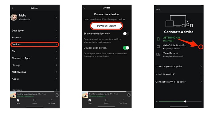 remove devices from Spotify on iPhone or Android