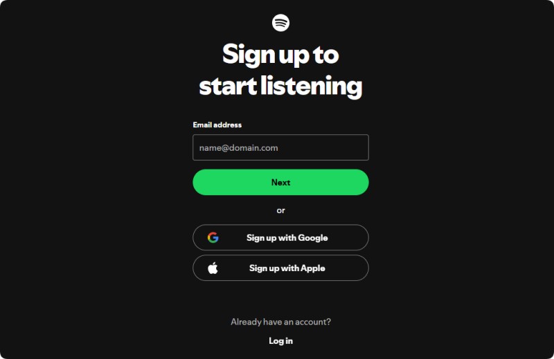 Sign up Spotify